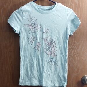 Free State Light Blue Floral Women's Tee Size M